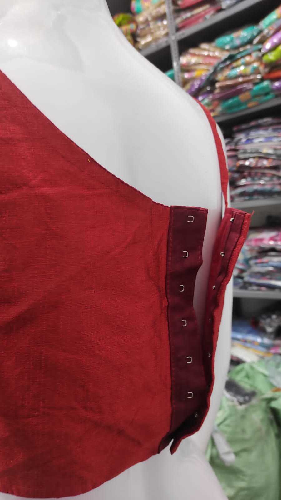 Silk Fabric Padded Blouse - Adult Free Size, Blue Casual Sleeveless Design | Washable, Plain Pattern, All Season Comfort