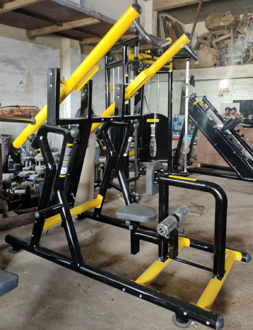 Plate Loaded Lat Pulldown - Mild Steel, 1400x1200x1550 Mm | Adjustable Diverging And Converging Motions, 200 Kgs Weight Capacity, Soft Foam Seat Cover, Advanced Double Effect Welding Technology