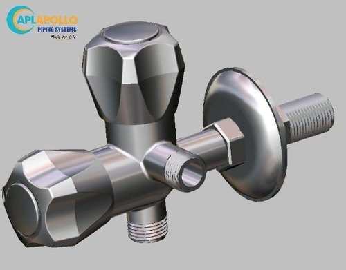 फ्लैंग के साथ सिल्वर अपोलो फ्यूजन 2 वे एंगल वाल्व