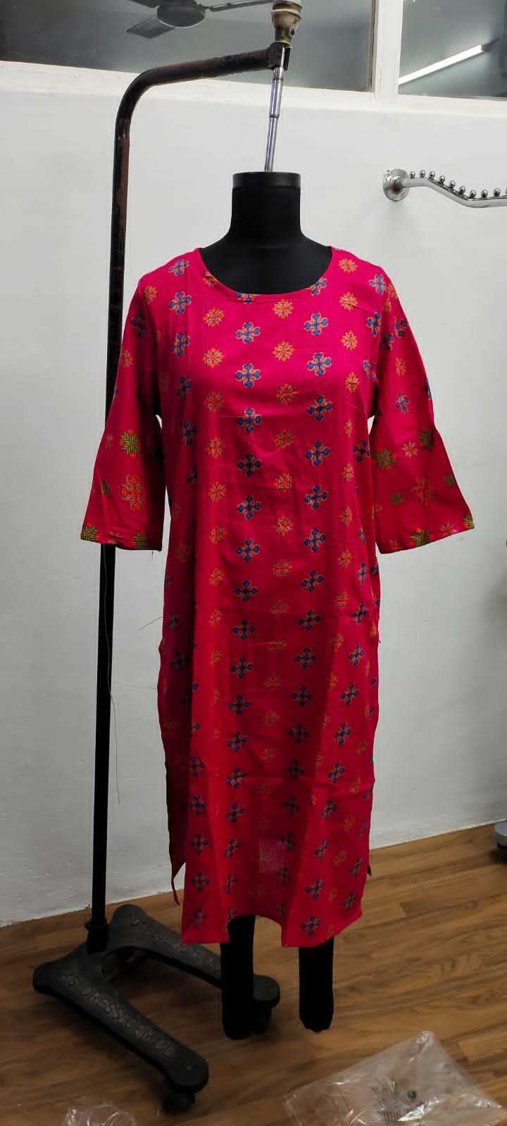 Ladies Printed Kurti - Premium Rayon & Cotton Blend, Customized Sizes Available | Breathable, Washable, Short Sleeve Design, Perfect For All Seasons