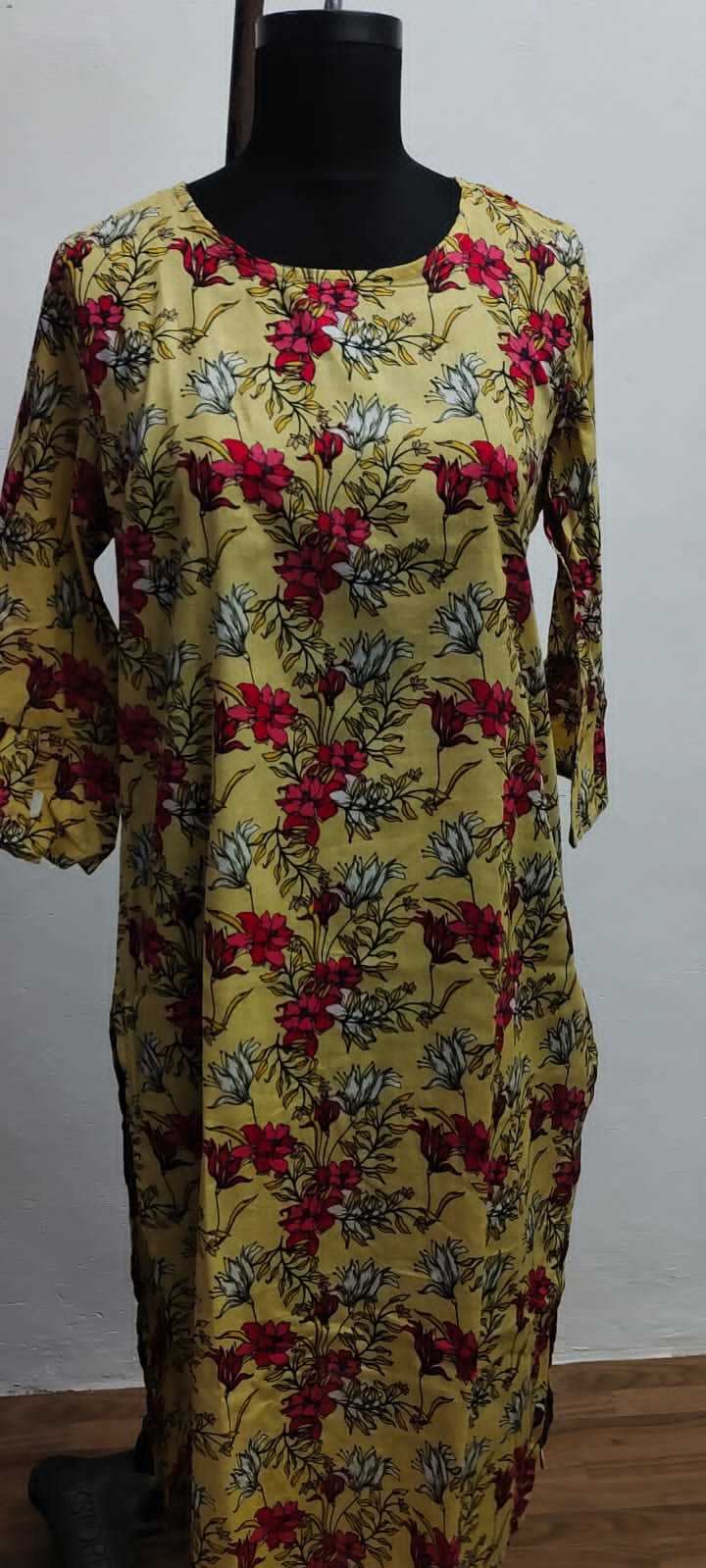 Ladies Printed Kurti - Premium Rayon & Cotton Blend, Customized Sizes Available | Breathable, Washable, Short Sleeve Design, Perfect For All Seasons