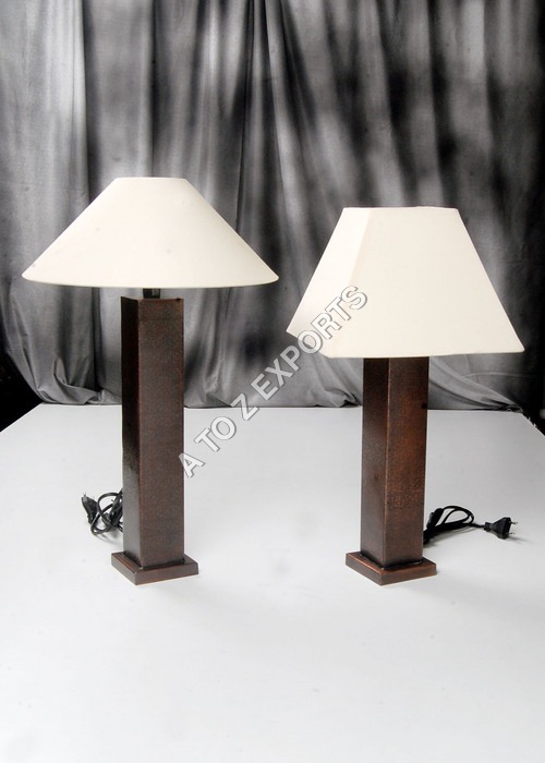 Copper Plated Metal Lamp - 40-60 Watt, White & Brown Conical Shade | Vintage Look, Rust Resistant, Durable Quality
