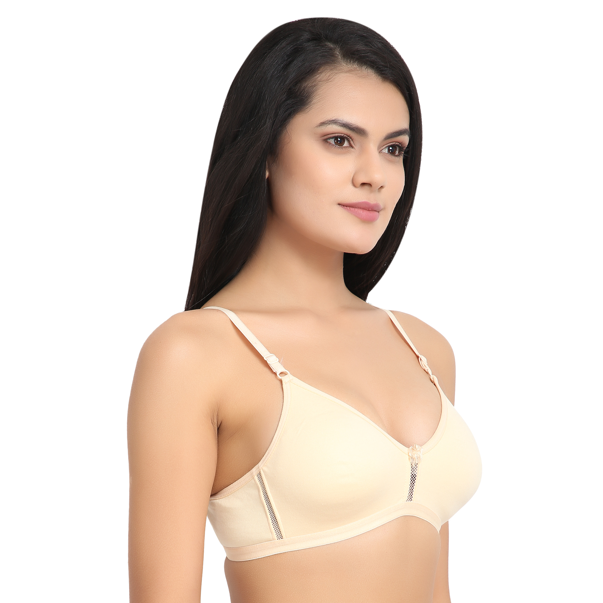 Kareena Bra - Cotton, Size 30-40 B,d Cup, Color Options: Red, Skin, White, Navy Blue, Baby Pink, Black | Double Layer Front, Adjustable Straps, Wirefree Design