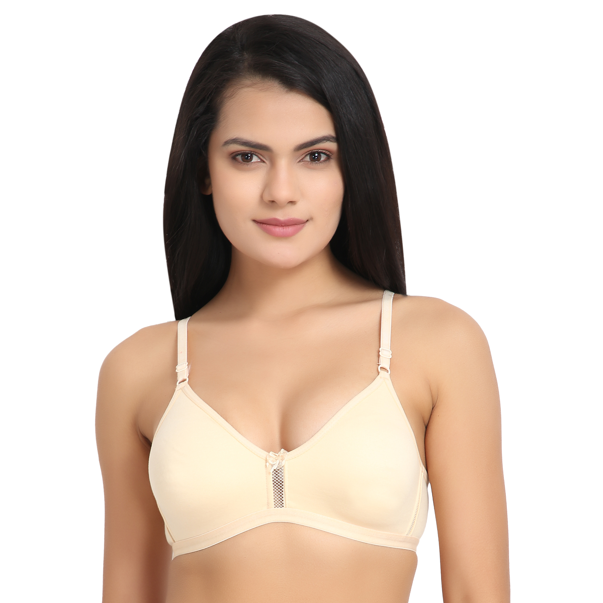Kareena Bra - Cotton, Size 30-40 B,d Cup, Color Options: Red, Skin, White, Navy Blue, Baby Pink, Black | Double Layer Front, Adjustable Straps, Wirefree Design