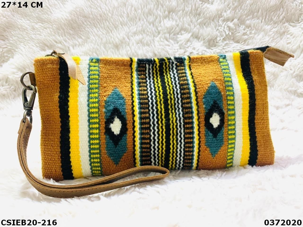 Designer Multi Color Dari Wool Cotton Pouch Bag - Design: Hand Made