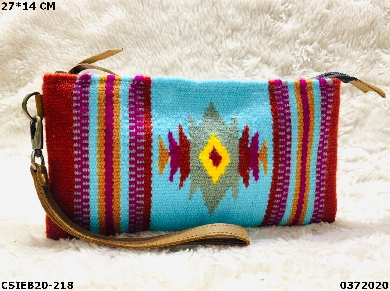 Designer Multi Color Dari Wool Cotton Pouch Bag - Design: Hand Made