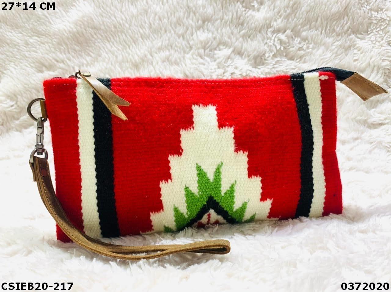Designer Multi Color Dari Wool Cotton Pouch Bag - Design: Hand Made