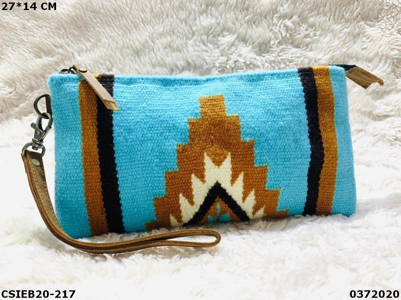 Designer Multi Color Dari Wool Cotton Pouch Bag - Design: Hand Made