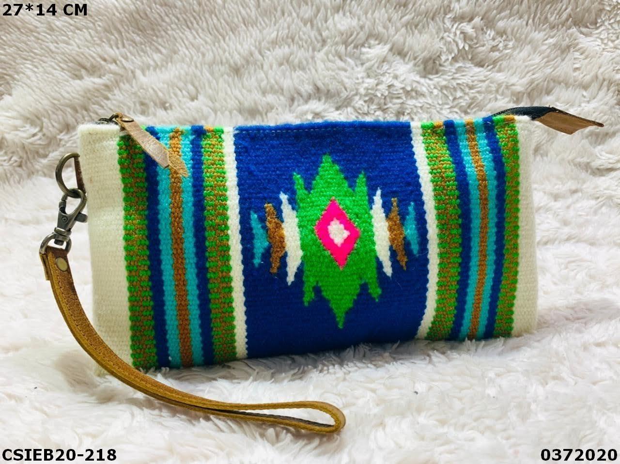 Designer Multi Color Dari Wool Cotton Pouch Bag - Design: Hand Made