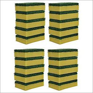 2 In 1 Scrub Sponge Pad - Polyester And Foam, Soft Water Resistant Design, Yellow And Green Color