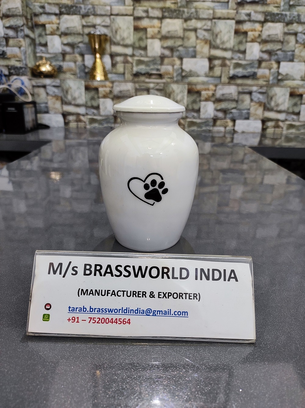 Hand Painted Red Paw Aluminum Cremation Urn