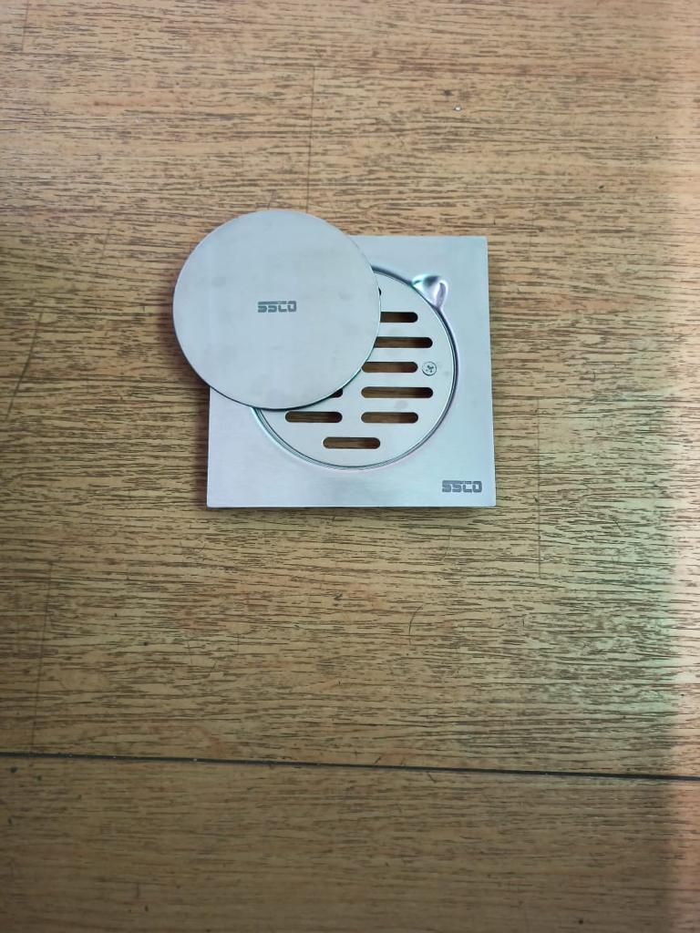 3 Piece Stainless Steel Floor Drain - Size 100x100-200x200mm, Color Silver | Floor Mounted, Polished Finish, 1mm Thickness, 1-year Warranty