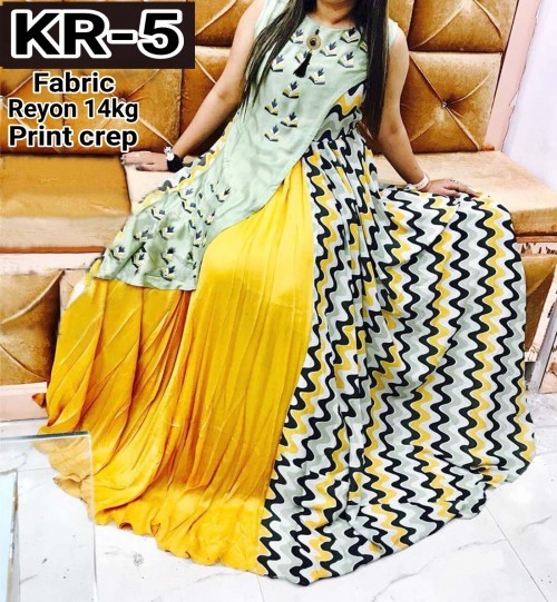 Ladies Gown - Printed Design, Short Sleeves, Breathable Material | All Season, Custom Size, Traditional Indian Flair