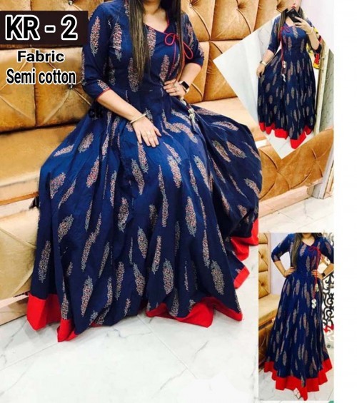 Ladies Gown - Printed Design, Short Sleeves, Breathable Material | All Season, Custom Size, Traditional Indian Flair