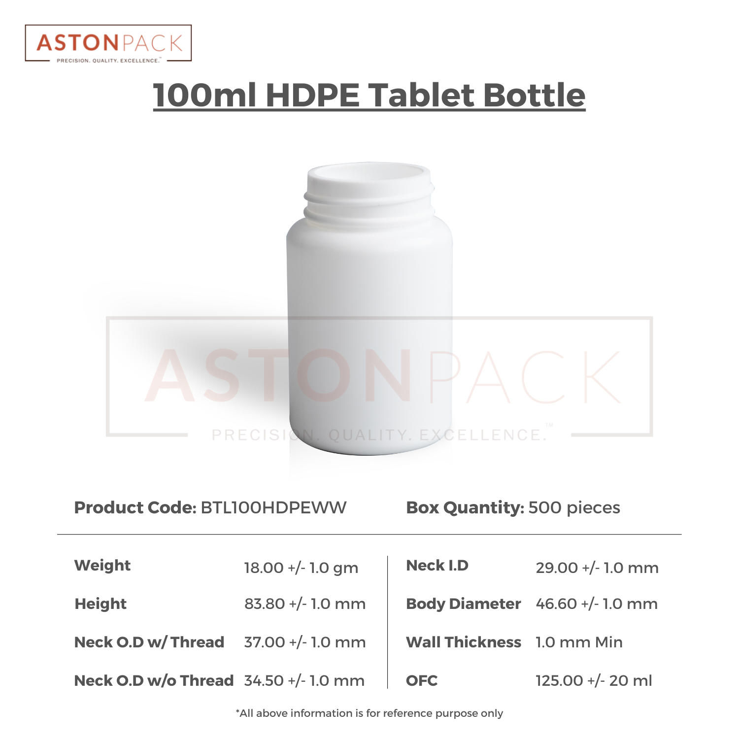 100ml Hdpe Tablet And Pill Packer Bottles - 100 Ml White Plastic Round Shape 38-400 Neck Finish Wider Mouth For Easy Automatic Filling