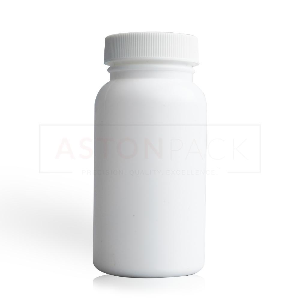 White Hdpe Plastic Round Tablet Bottle - 120 Ml , 38-400 Neck Finish, Wider Mouth For Automatic Filling Machines