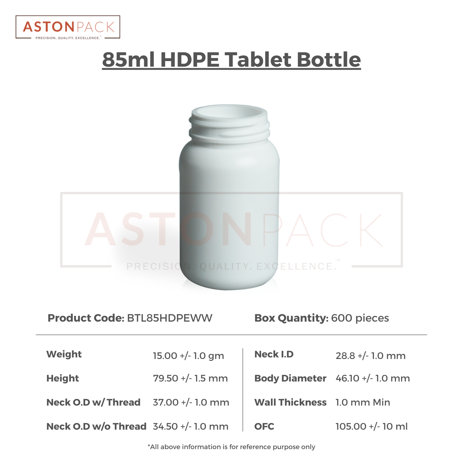 Hdpe Plastic Round Tablet Bottle - 85ml, White Color, 38-400 Neck Finish, Wider Mouth For Easy Automatic Filling