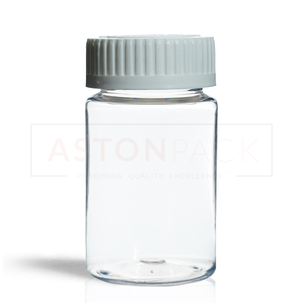 75 Ml Clear Supplement Packaging Plastic Container - 75ml Capacity, 45.50mm Diameter, 89mm Height, Plastic Material, Wide Mouth Design For Easy Filling | Suitable For Pharmaceutical Use, Screw Cap Sealing