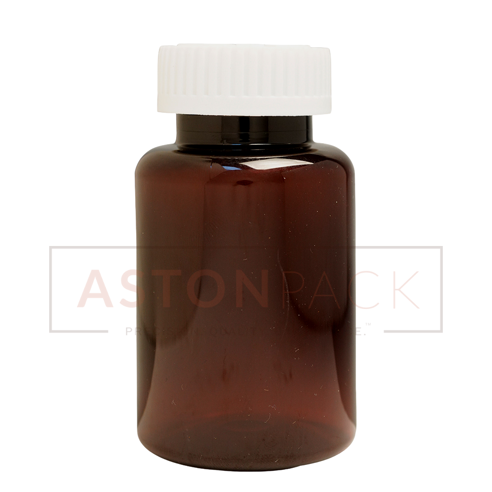 250 Ml Amber Dietary Supplement Pet Packaging Bottles - 250 Ml Capacity, 63.90 Mm Diameter, 111.12 Mm Height, Screw Cap Sealing, Round Shape, Wider Mouth Compatibility