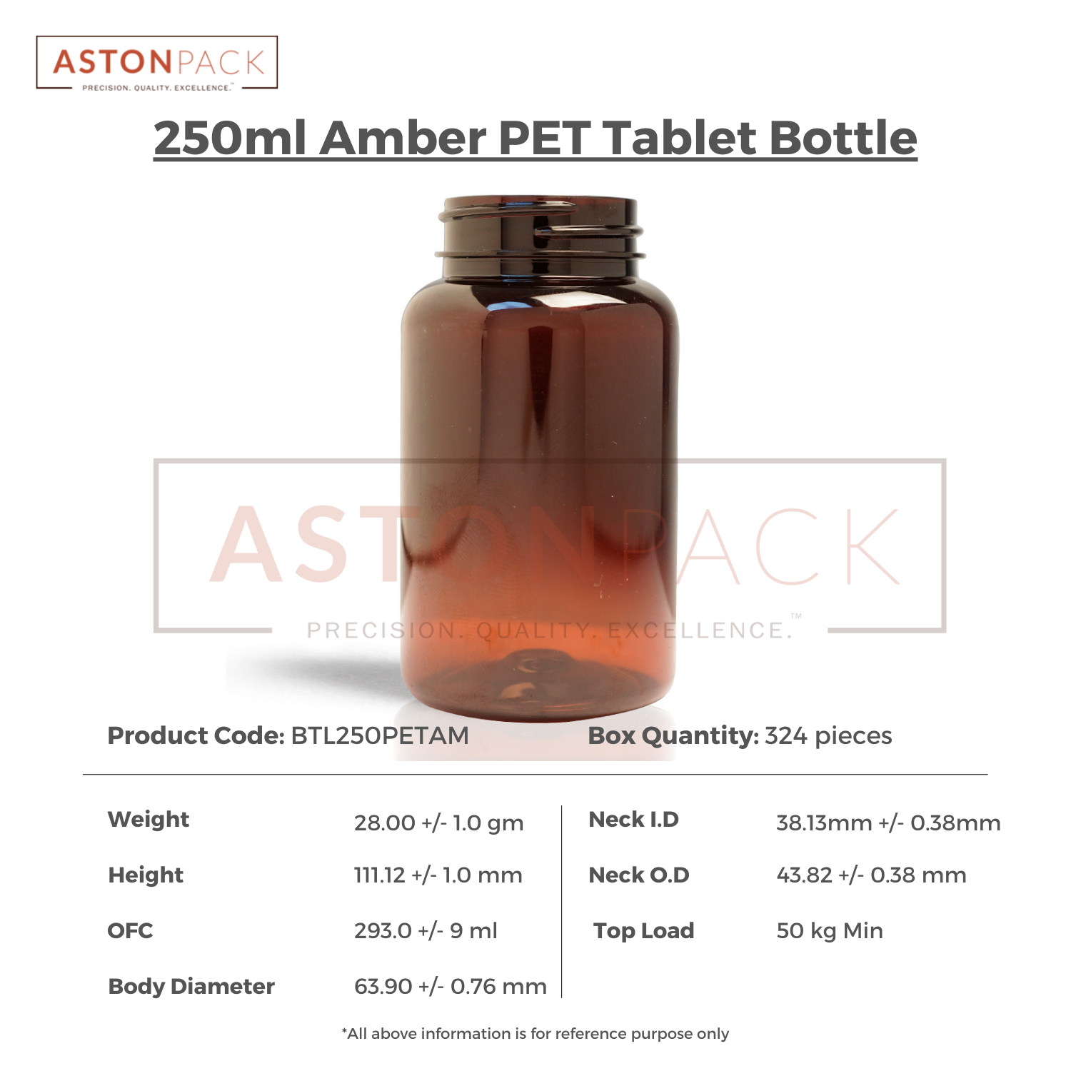 250 Ml Amber Dietary Supplement Pet Packaging Bottles - 250 Ml Capacity, 63.90 Mm Diameter, 111.12 Mm Height, Screw Cap Sealing, Round Shape, Wider Mouth Compatibility
