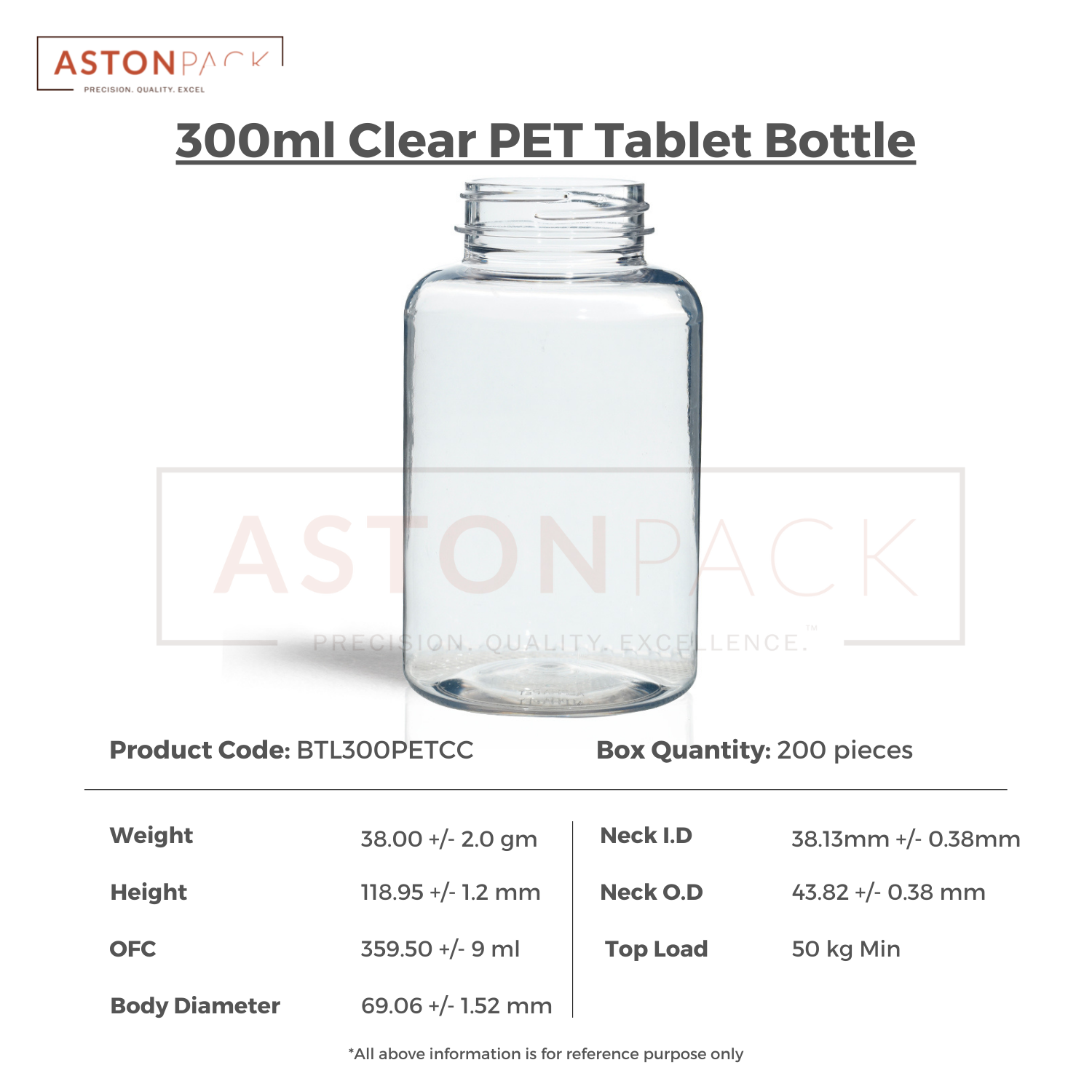 300 Ml Clear Multivitamins Tablet Packaging Bottles And Jars - Clear Pet Plastic, 300 Ml Capacity, 69.06 Mm Diameter, 118.95 Mm Height - Wider Mouth For Automatic Filling Compatibility