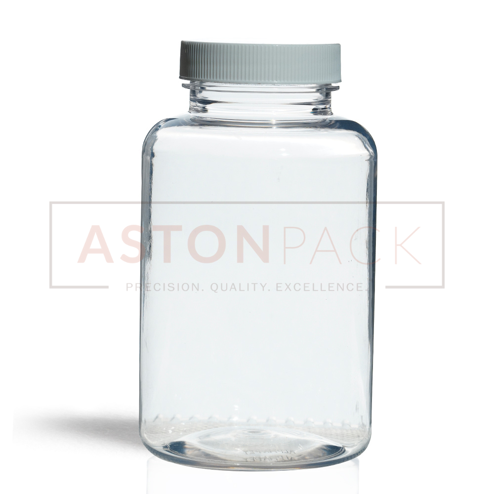 300 Ml Clear Multivitamins Tablet Packaging Bottles And Jars - Clear Pet Plastic, 300 Ml Capacity, 69.06 Mm Diameter, 118.95 Mm Height - Wider Mouth For Automatic Filling Compatibility
