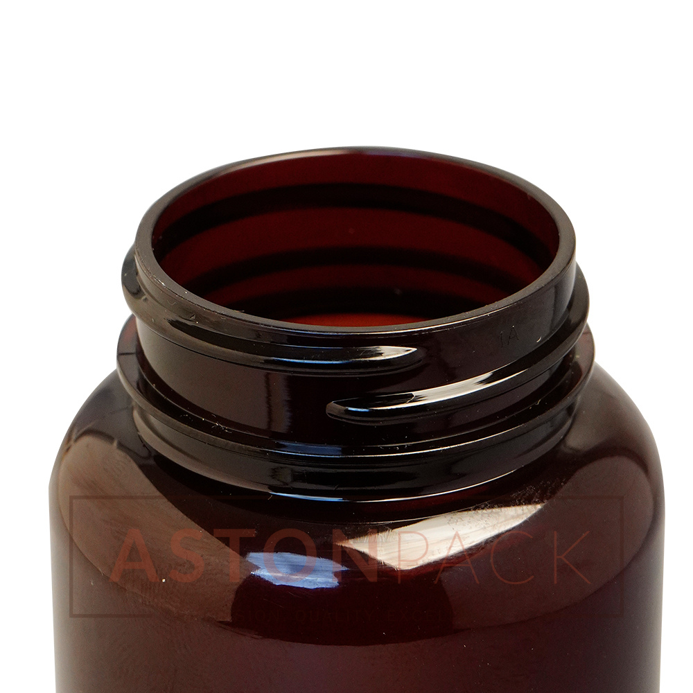 250 Ml Amber Multivitamins Tablet Packaging Bottles And Jars - Pet Plastic, Round Shape, 45-400 Neck Finish, Wider Mouth For Automatic Filling Machines