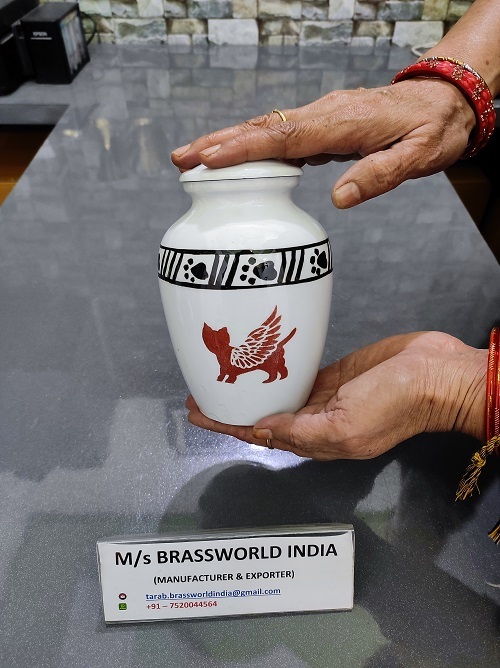 Aluminum Hand Painted Birds Cremation Urn