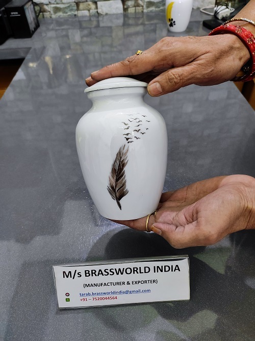 Aluminum Hand Painted Birds Cremation Urn