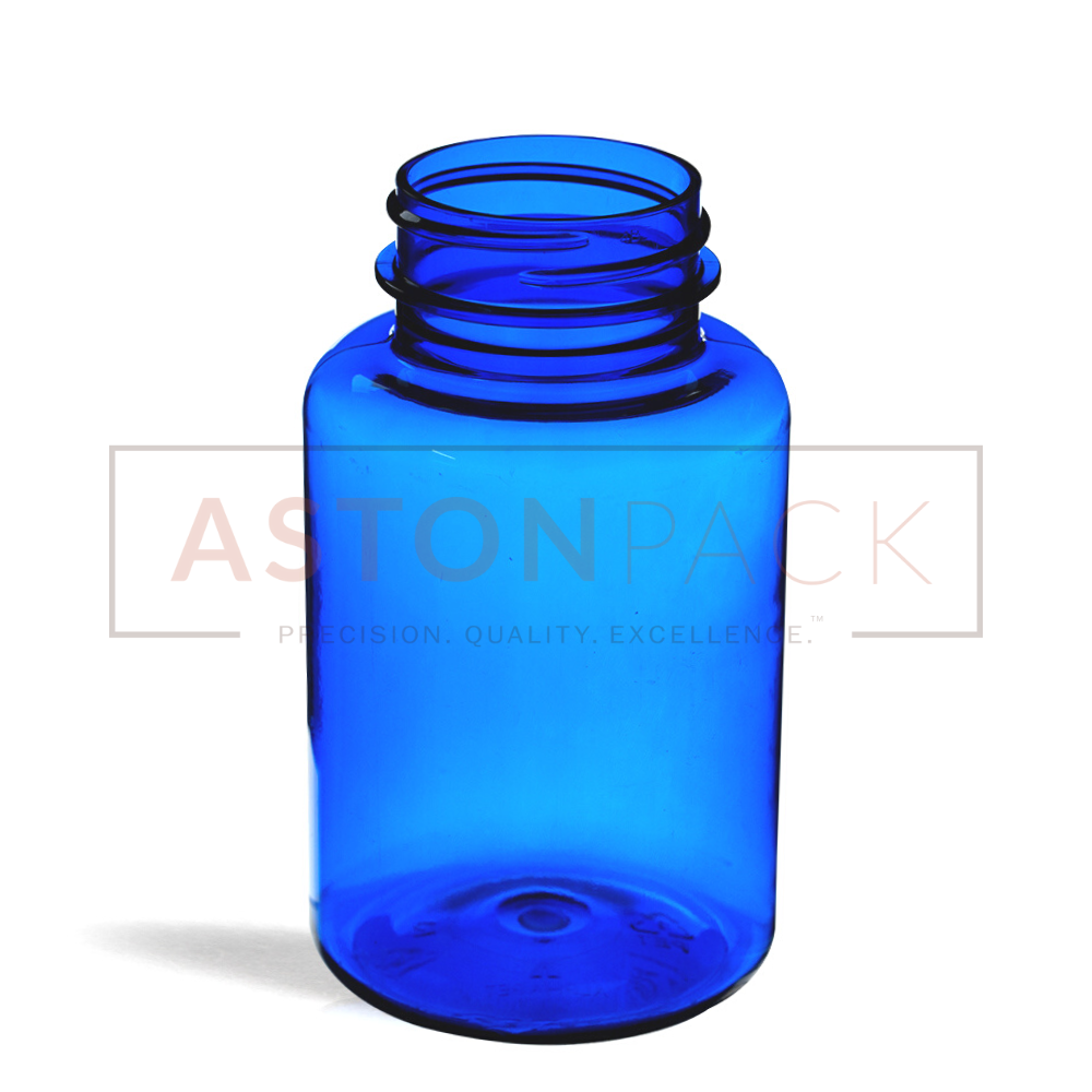 175 Ml Cobalt Blue Pet Tablet Bottles For Gummies Packaging - 175ml Capacity, 56.57mm Diameter, 97.23mm Height, Screw Cap Sealing, Round Shape