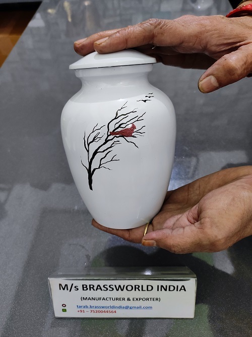 Aluminum Pet Urn Souvenir Hand Painted Pet Cremation Urn