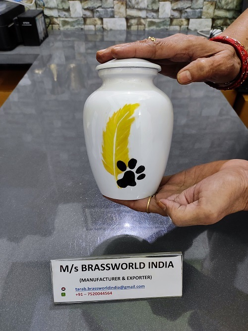 Aluminum Rainbow Color On Pet Paw Hand Painted Pet Cremation Urn
