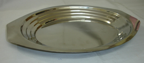 Steel Tray - Oval Design with Lining | Stainless Steel, Durable and Elegant Home Serveware