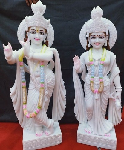 Durable White Marble Radha Krishna Statue