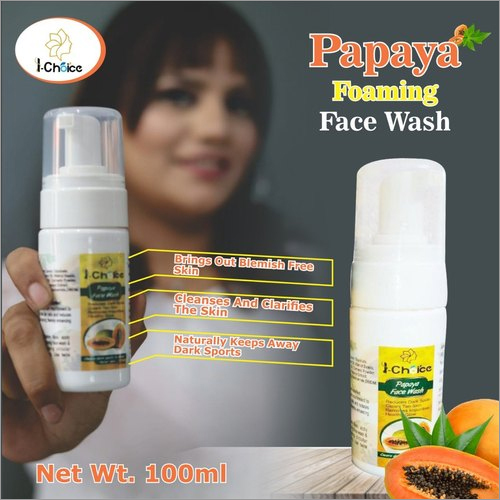 100 Ml Papaya Foaming Face Wash - Liquid Form Yellow Color 100 Ml Sprayer Bottle | Herbal Ingredients Safe For Unisex Use Cleansing Foam
