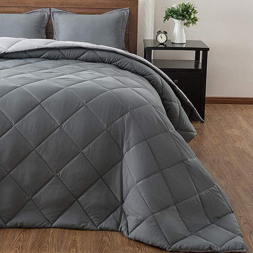 Reversible Comforter - Microfiber, King Size, Grey | 1000 Gsm Weight, Polyester Fill, Machine Washable, 200 Thread Count