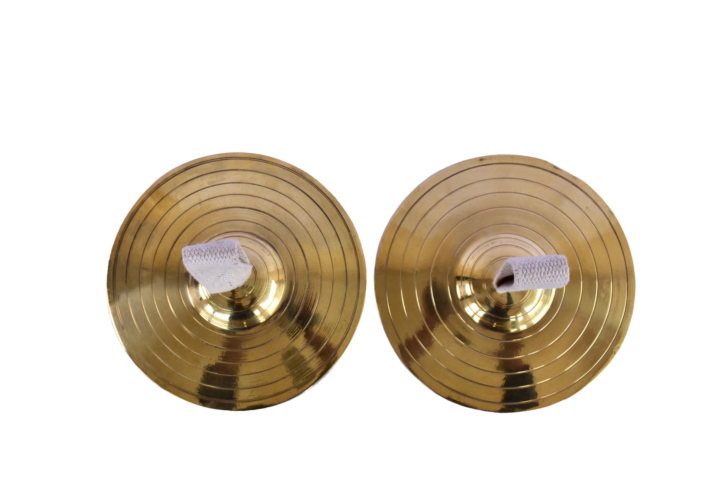 Handmade Kansa & Brass Manjeera - 3x1 Inches, Golden Tone | Traditional Musical Instrument For Spirituality, Meditation, And Ceremonial Use