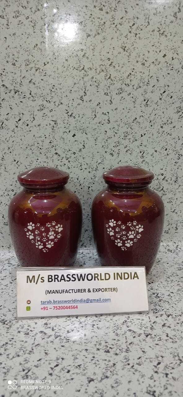 Pet Paw Hand Painted In Heart Shaped Pet Cremation Urn Funeral Supplies