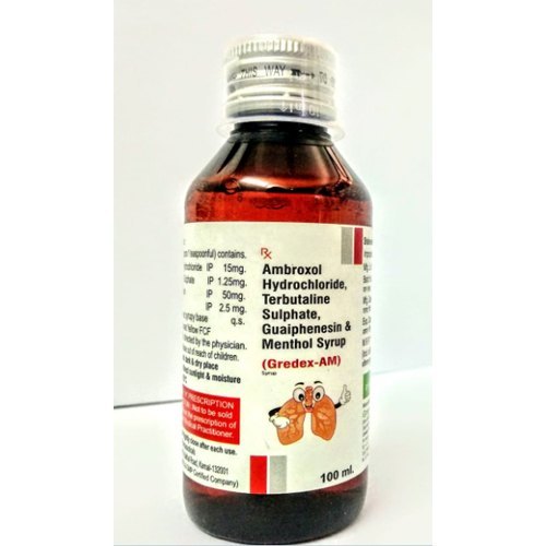 Ambroxol Terbutaline & Guaiphenesin Syrup - 60 ml, 100 ml Tray | Antiasthmatic, Antitussive, Bronchodilator for Breathing Disorders