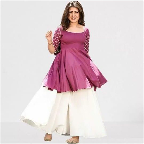 महिलाओं के लिए धोने योग्य रेयॉन कुर्ती शरारा के साथ