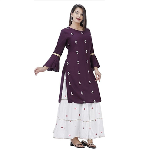 Washable Ladies Rayon Chakeri Kurti With Skirt