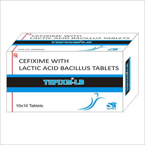 Cefixime with Lactic Acid Bacillus Tablets - 100 Tablets Per Box | General Medicine for Bacterial Infection Treatment, Prescribed Dosage as Per Suggestion, Suitable for Adults, Store in Dry Place