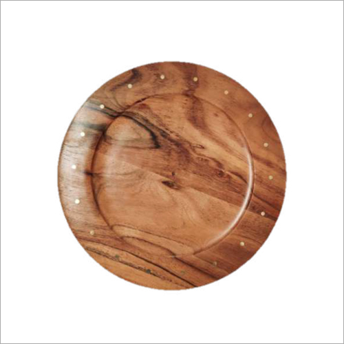 ब्रास इनले के साथ गोल 13X13X13 इंच चार्जर प्लेट