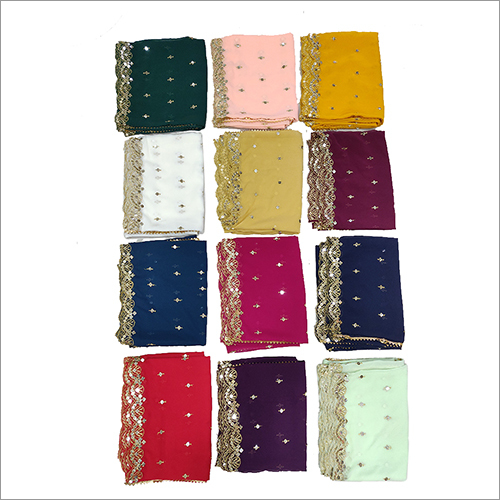 Georgette Mirror Dupatta - 2.4 Meter Length, Embroidered Design in Vibrant Colors | All-Season Wear, Suitable for Formal and Informal Occasions