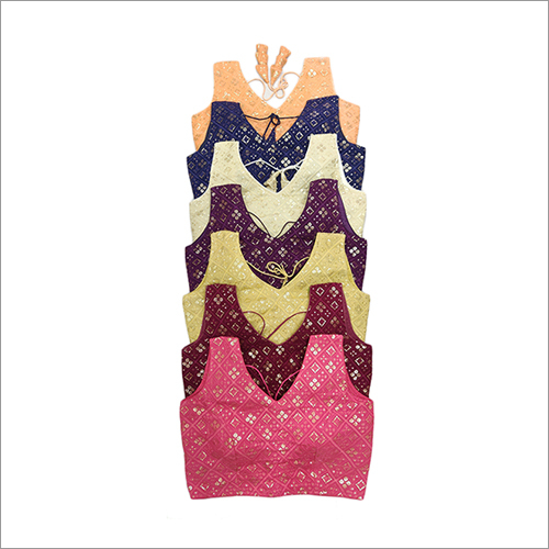 विभिन्न रंगों में उपलब्ध जॉर्जेट लखनवी वर्क ब्लाउज