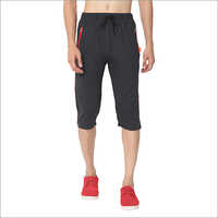 धोने योग्य पुरुषों के लिए कॉटन रेगुलर फिट थ्री फोर्थ चारकोल मेलेंज कैप्री