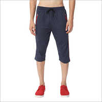 वॉशेबल पुरुषों के लिए कॉटन रेगुलर फिट थ्री फोर्थ डेनिम मेलेंज कैप्री