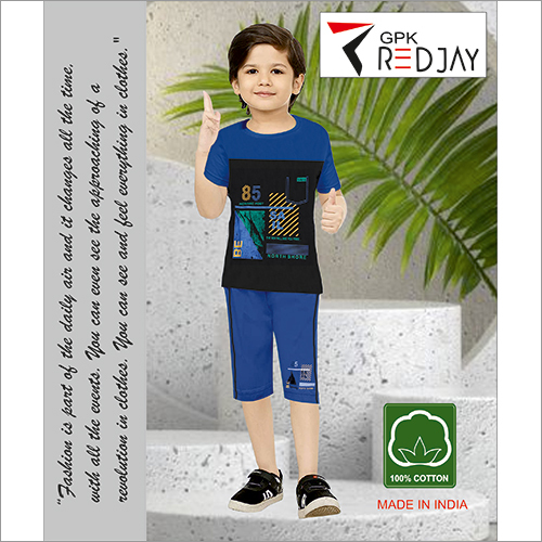 Kids Round Neck Printed T-Shirts With Capri