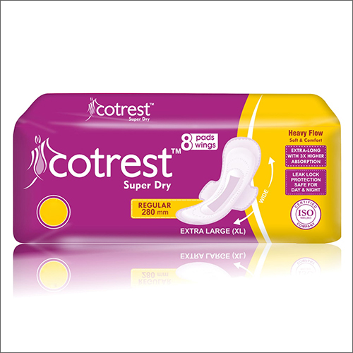 व्हाइट 280 एमएम रेगुलर सुपर ड्राई सैनिटरी पैड