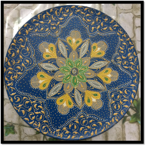 Blue Yellow Flower Decorative Wall Plate - Color: Multi